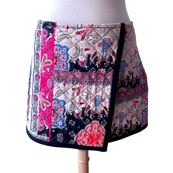 Zara Vibrant Colorful Quilted Boho Hippie Mini Skirt - Large - Picture 5 of 10